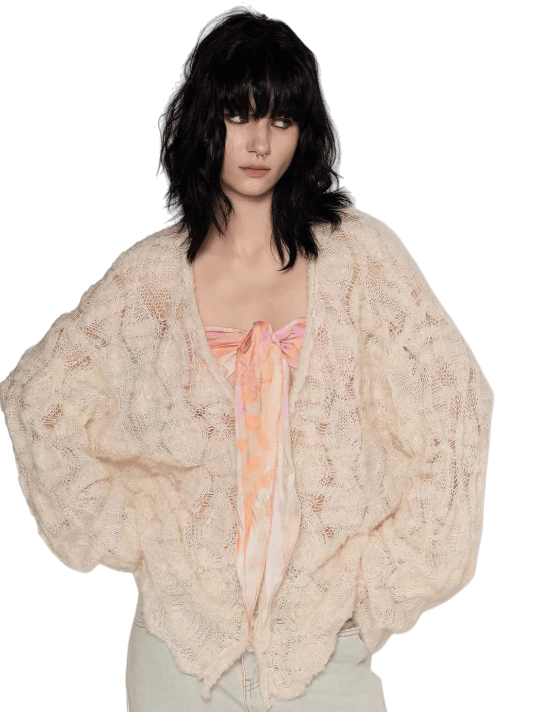 Mohair–Alpaca Cable-Knit Cardigan