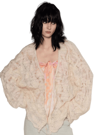 Mohair–Alpaca Cable-Knit Cardigan