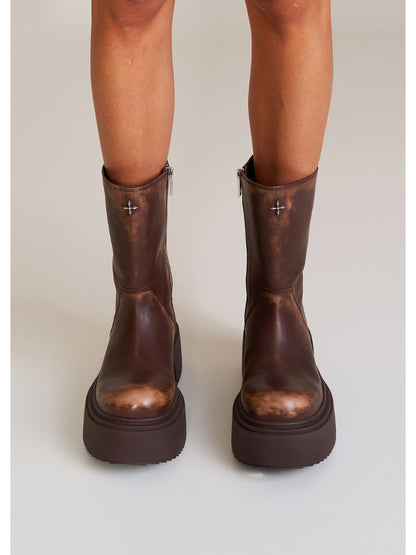 Compass Mode Leather Riding Boots Snow Mountain - CHINASQUAD