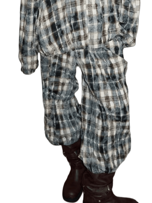 Crinkled-Waist Wide-Leg Cargo Pants