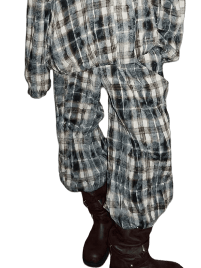 Crinkled-Waist Wide-Leg Cargo Pants