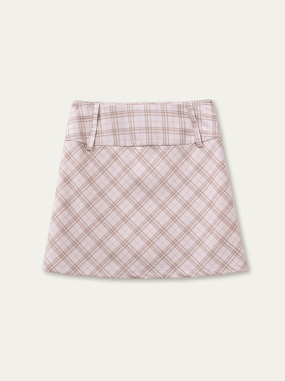 Pink &amp; Blue Plaid A-line Skirt 