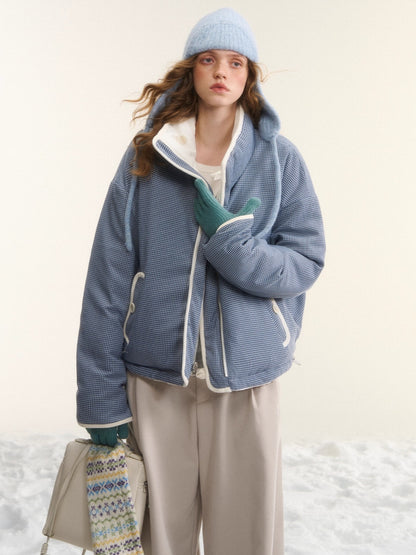 Reversible Checkered Short Down Jacket