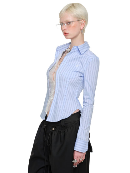 Faux Two-Piece Buttoned Slim Fit Shirt &amp; Skirt Set