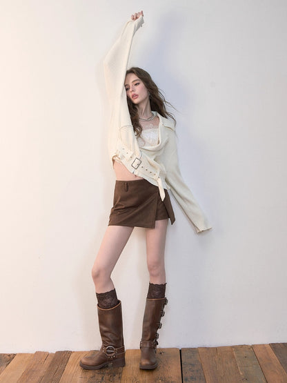 Heavy-Duty Metal Zipper Knit Jacket