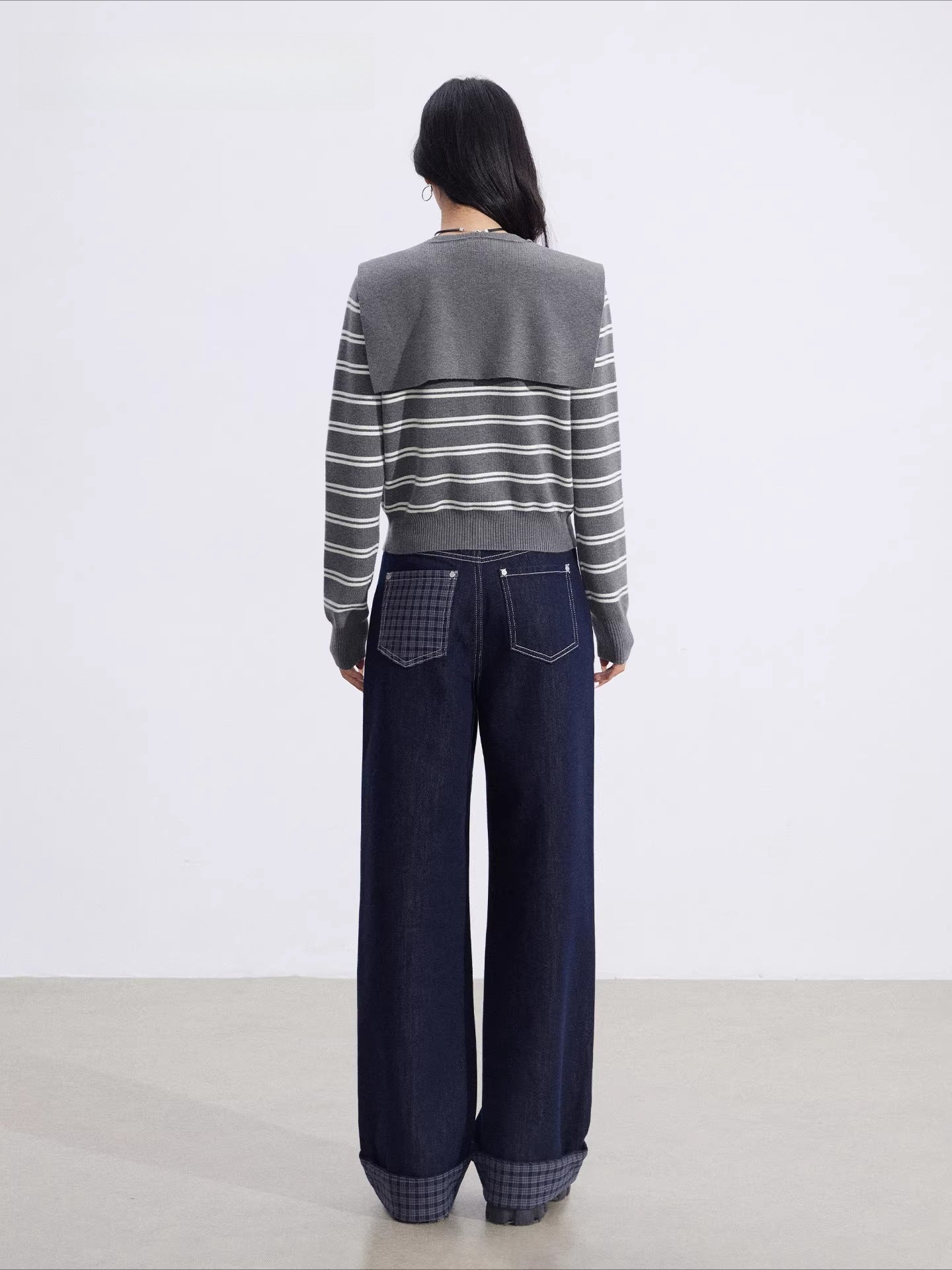 Striped Knit Cardigan &amp; Shawl Two-Piece Set