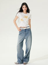 Color Diamond Floral Regular Shoulder T-shirt - CHINASQUAD
