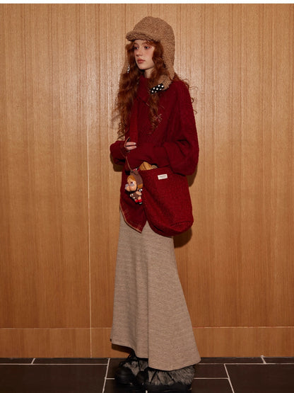Fishtail Knit Midi Skirt