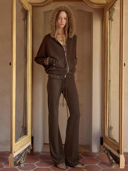 Batwing Hoodie &amp; Drawstring Flared Pants Set