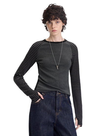 Contrast Raglan Slim-Fit Long-Sleeve Tee