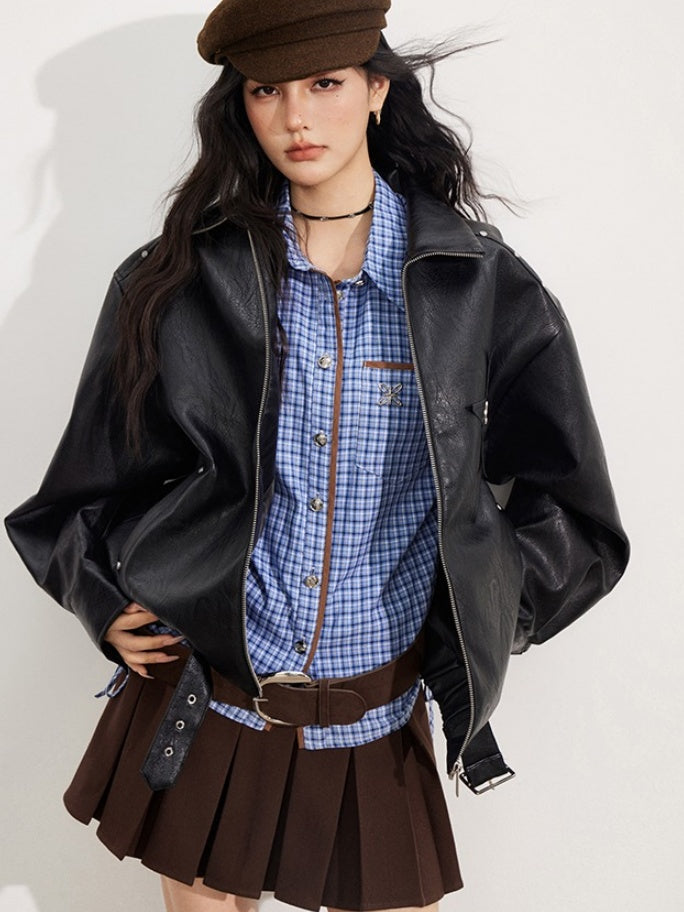 Zipper Moto Leather Jacket