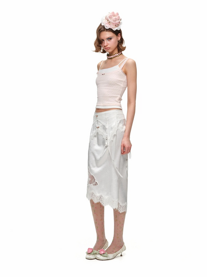 Asymmetrical Lace Trim Layered Knit Camisole 1Jinn Studio