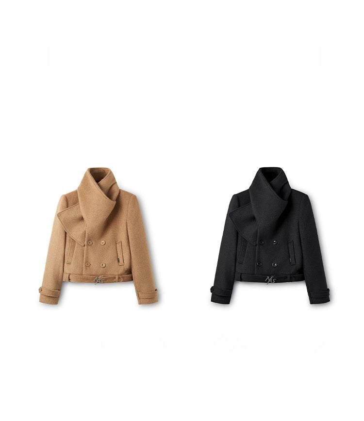 &quot;Ross Series&quot; Wool Scarf-Collar Coat