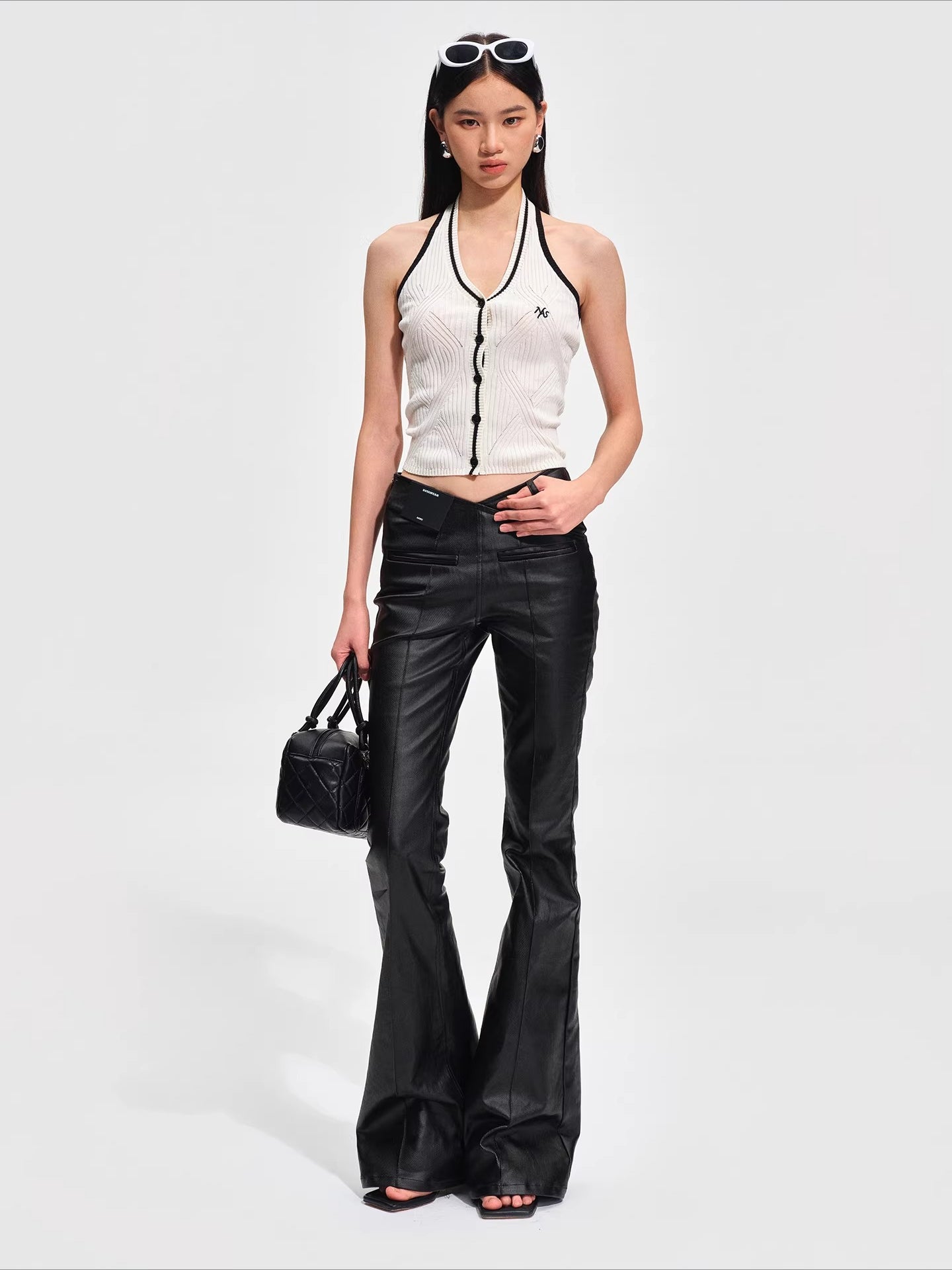Stretch Denim V-Waist Micro-Flare Jeans