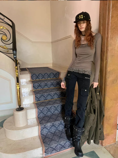 Mesh Double-Layer Ruched Base Layer