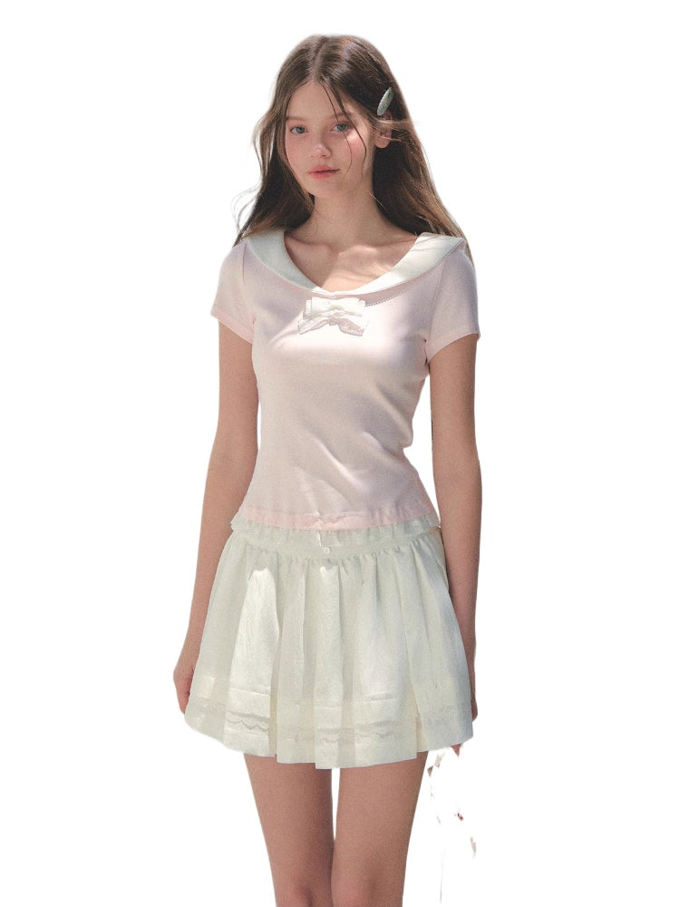 Lace Bow Retro T-shirt - CHINASQUAD