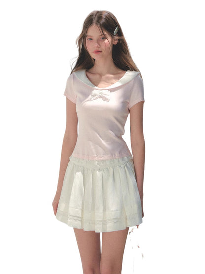 Lace Bow Retro T-shirt - CHINASQUAD