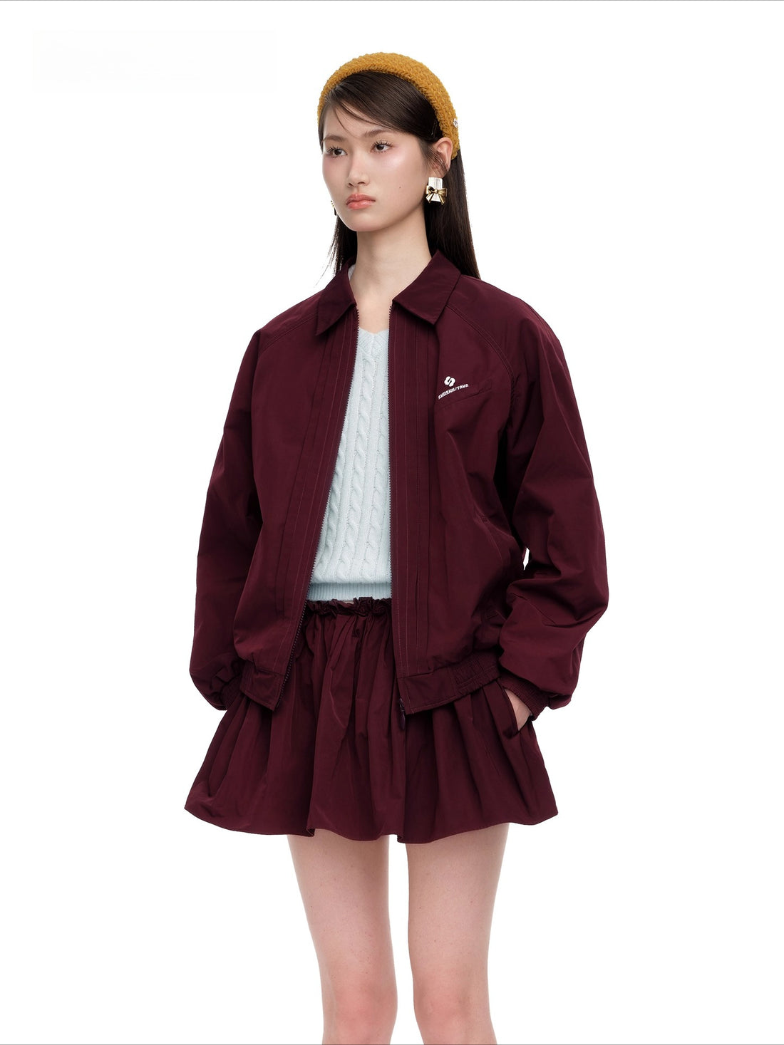 Tuck-Detail Minimalist Track Jacket
