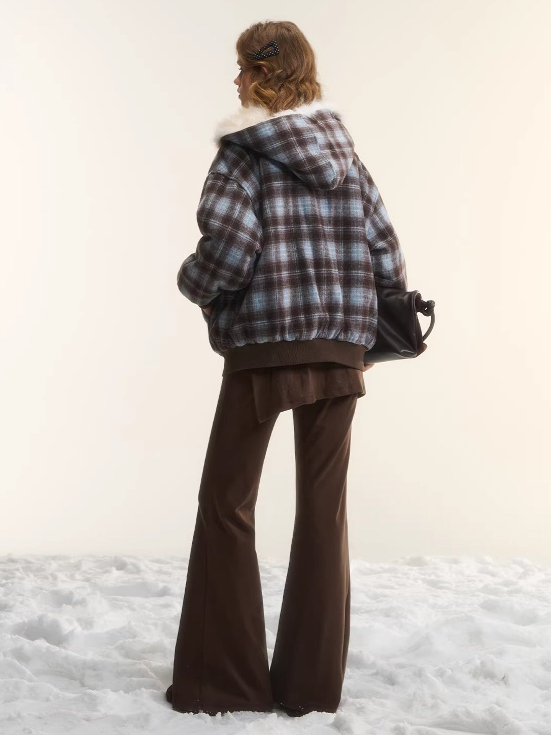 Reversible Plaid Teddy Fur Jacket