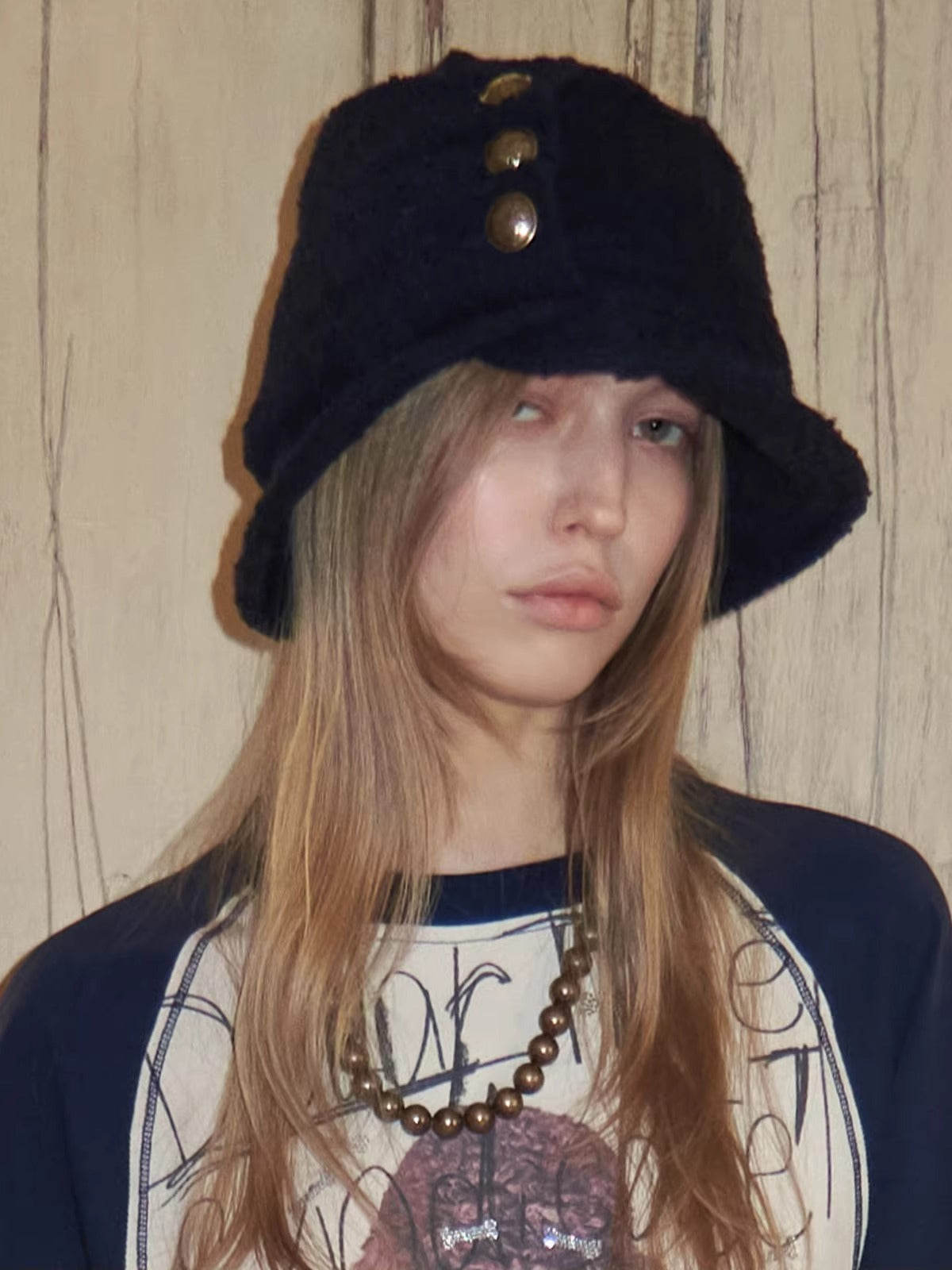 Vintage Tweed Ruched Bucket Hat