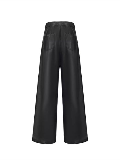 Classic Wide-Leg Faux Leather Pants