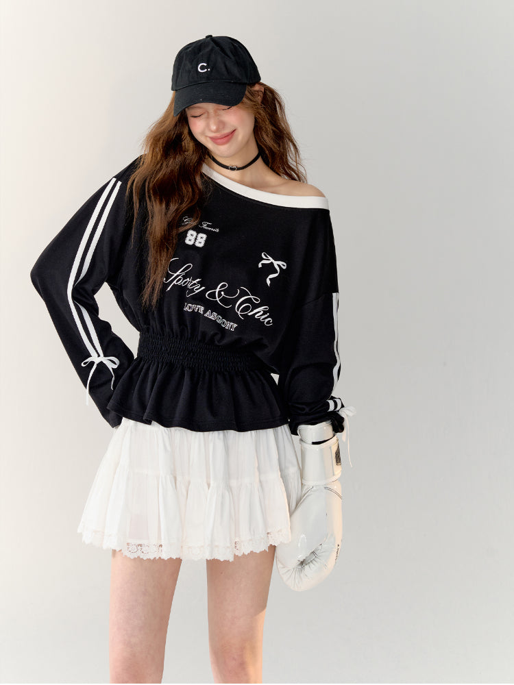 American Sporty Bow Tie Long Sleeve T-shirt