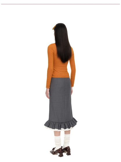 Collared Wool-Blend Fitted Knit Cardigan