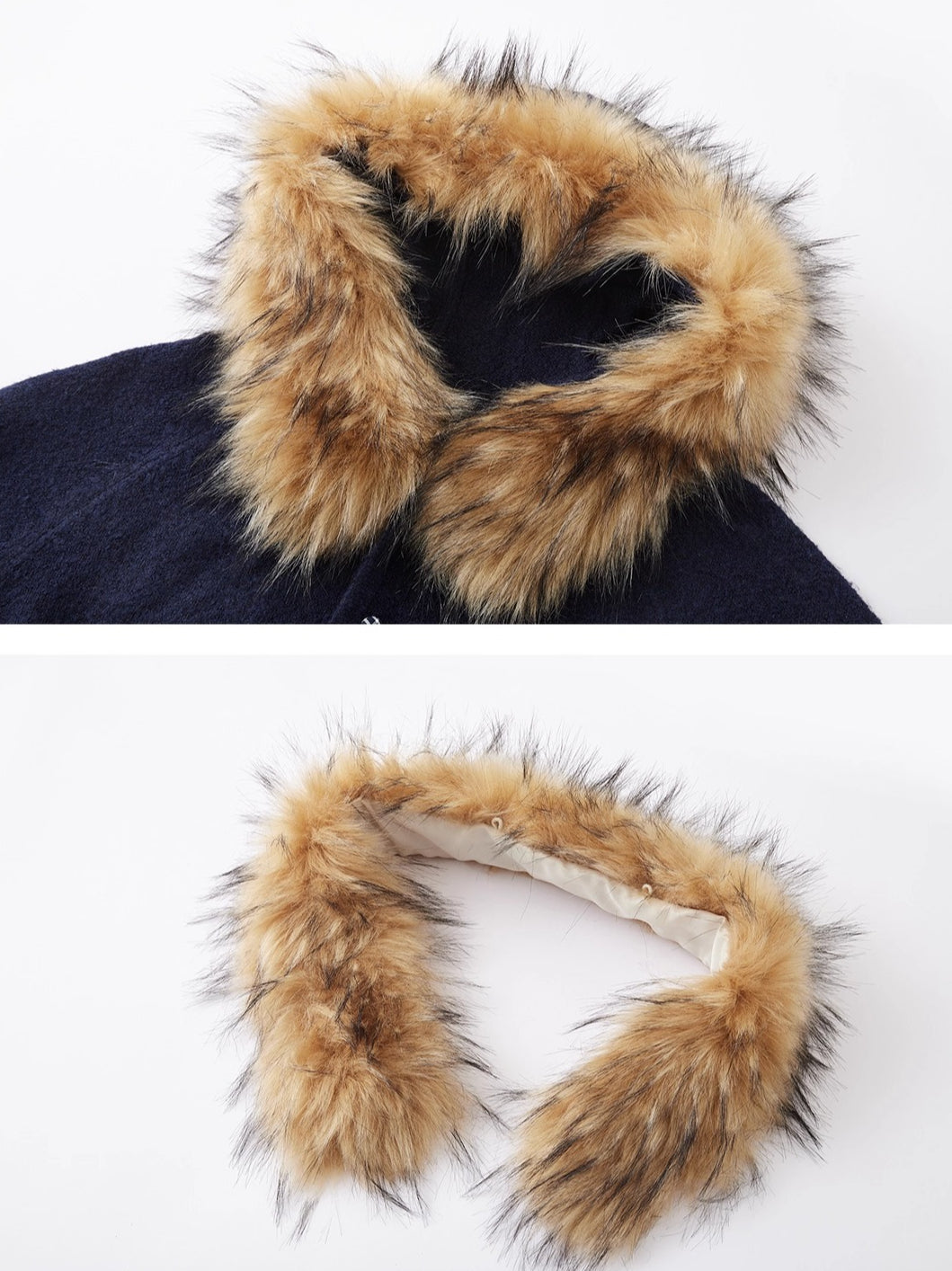 Detachable Fur-Collar Fleece Hooded Cardigan