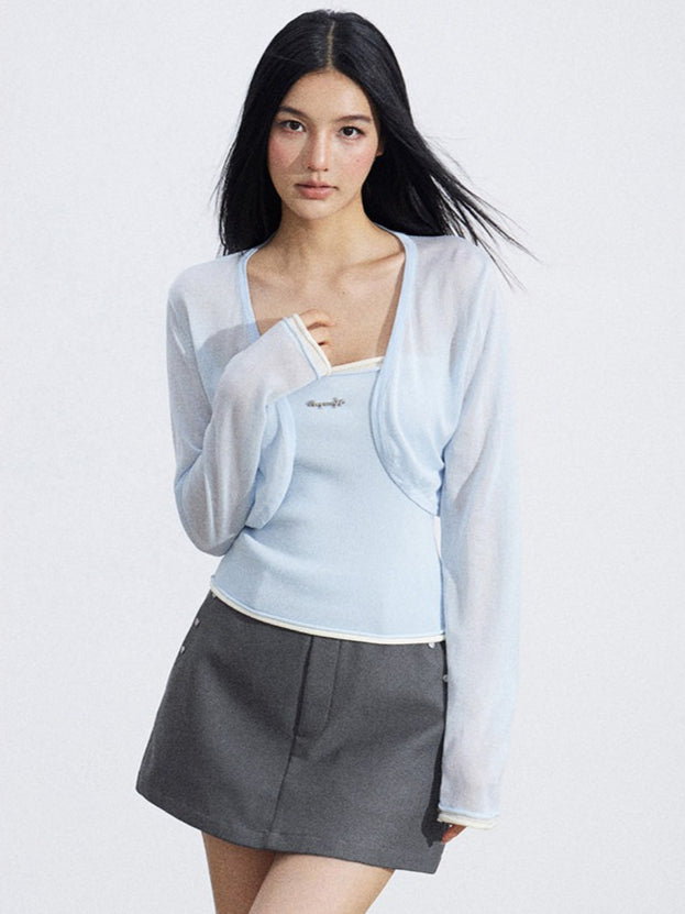 Shawl Cardigan and Bandeau Two-Piece Set