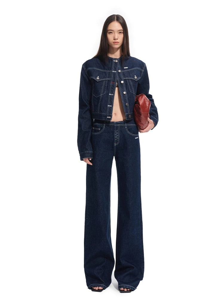 +5CM N4 Pro Raw Denim Mid-waist Jeans