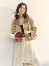 Two-piece Plaid Spliced Cocoon-shaped Trench Jacket - CHINASQUAD
