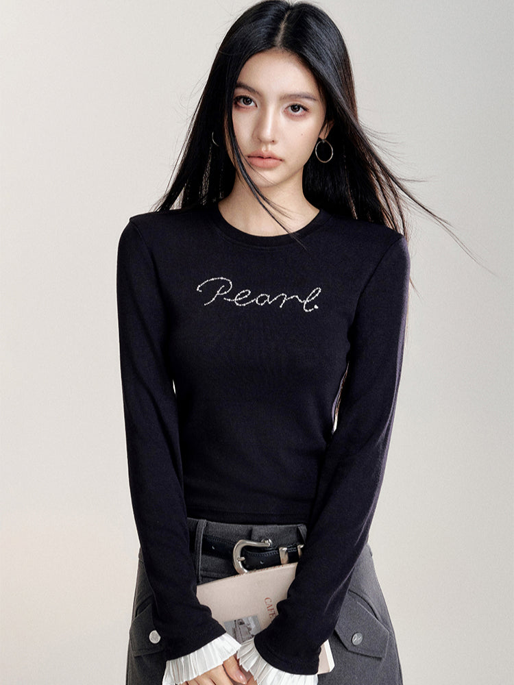 Lace-Trim Long-Sleeve T-Shirt