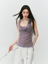 Fake Two-piece Spliced Lace Swing-neck Tank Top - CHINASQUAD