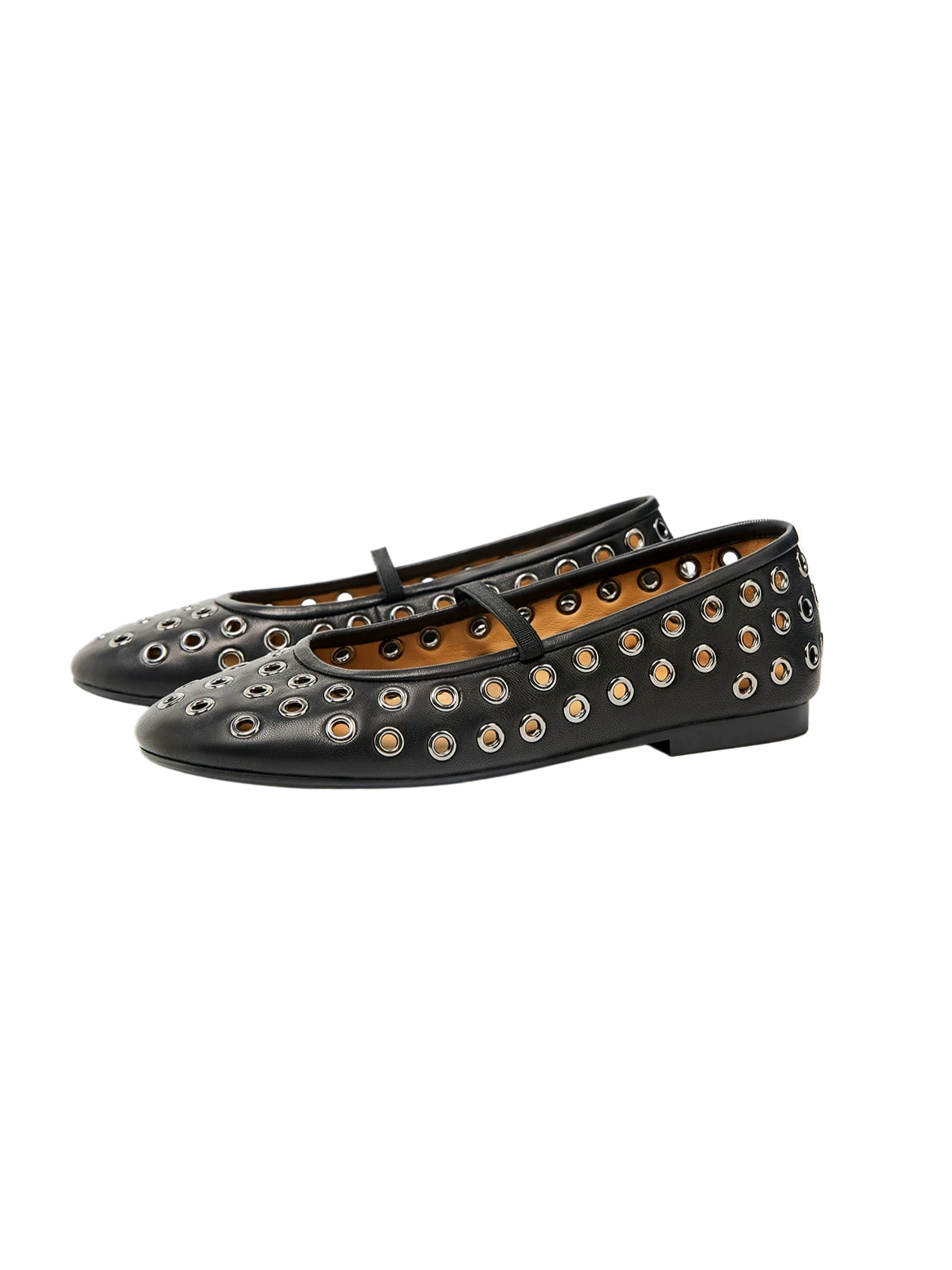 Studded Cutout Sheepskin Ballet Flats