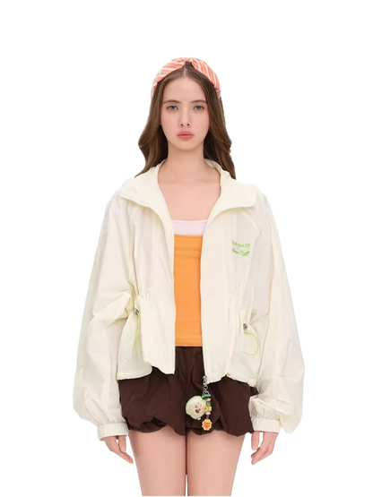 Cropped Raglan Sleeve Lightweight Jacket