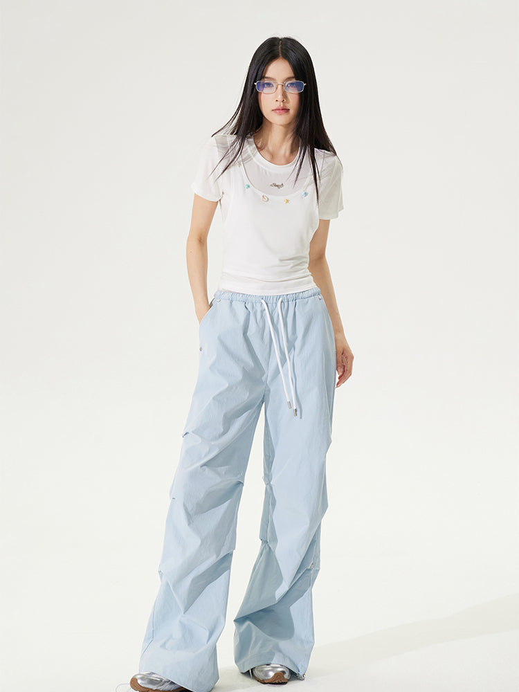 Fake Two-piece Cool Tie-front Regular Shoulder T-shirt - CHINASQUAD