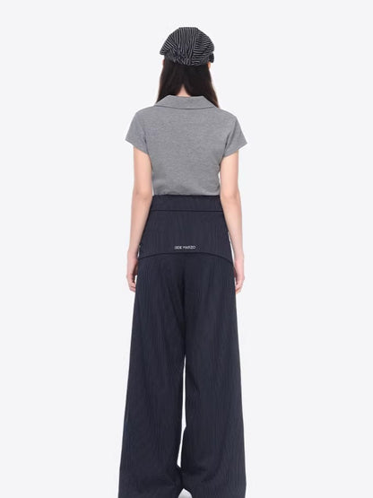 Rhinestone-Embellished Slim-Fit Cropped Polo T-Shirt