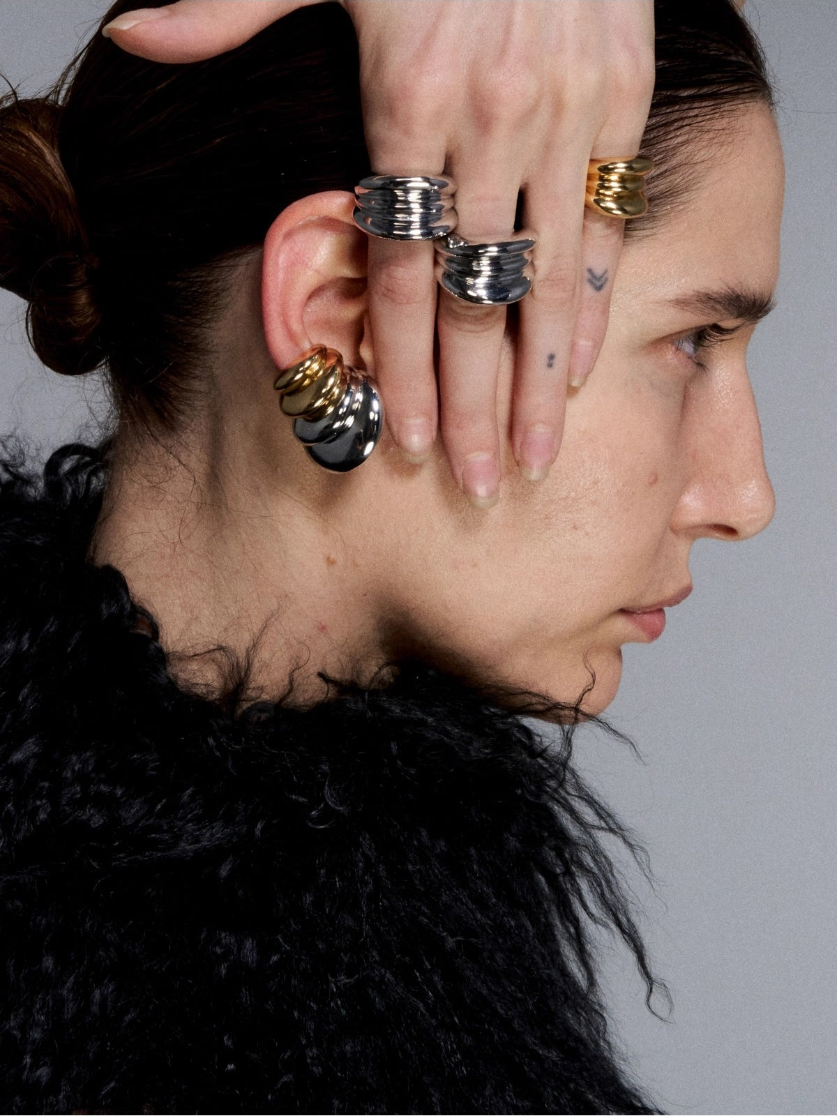 Reshaped Romance Dual-Layer Metal Hoop Earrings