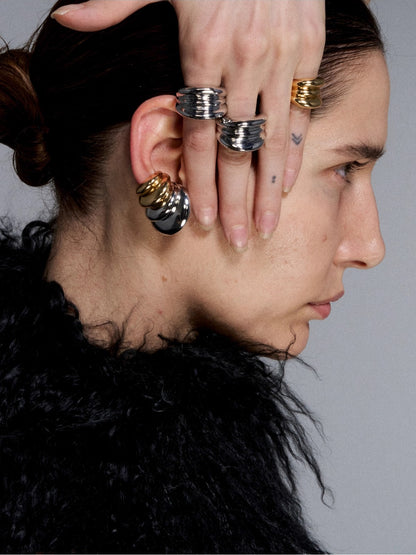 Reshaped Romance Dual-Layer Metal Hoop Earrings