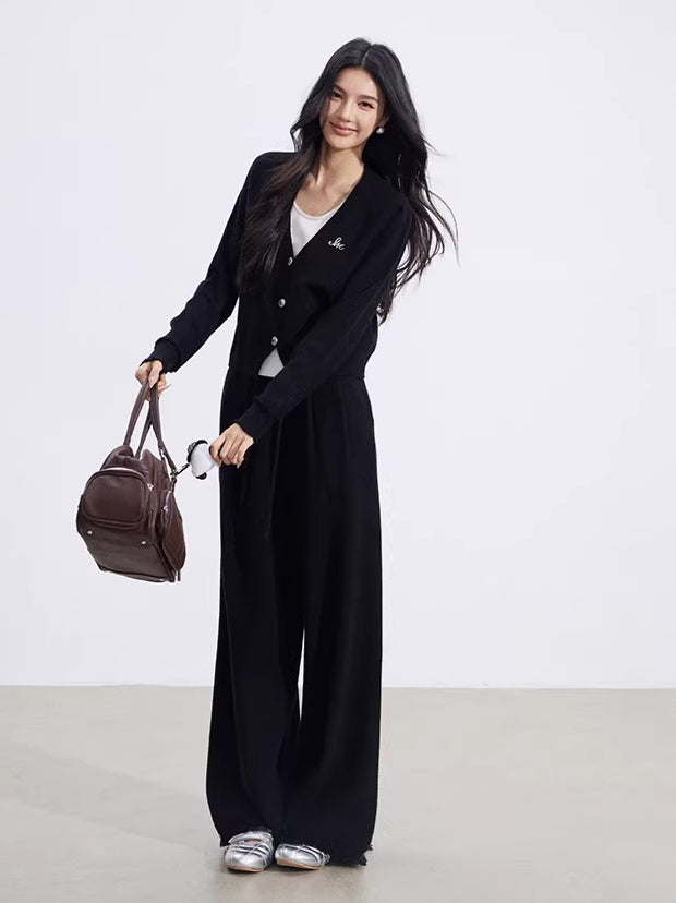 Mock-Layer Crop &amp; Wide-Leg Knit Set