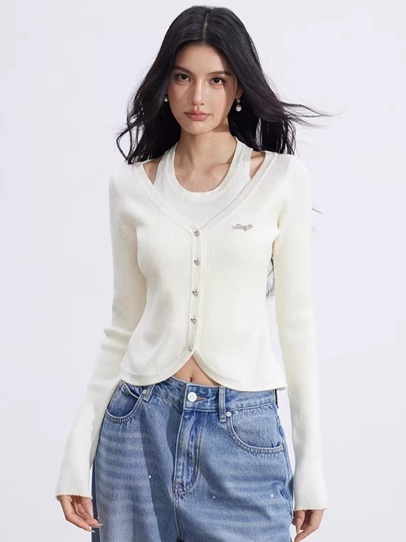Cut-Out Layered Knit Base Layer