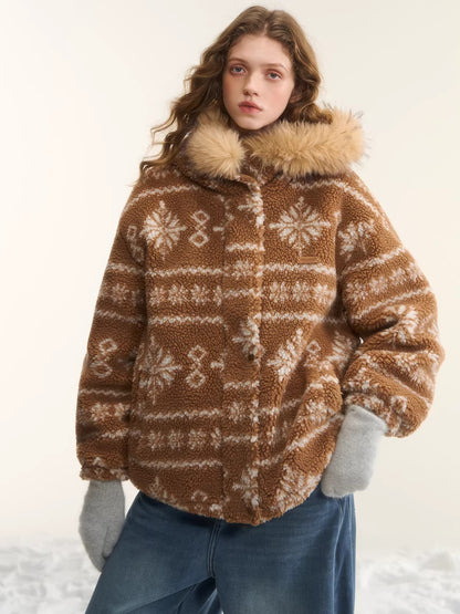 Fur Collar Fleece Hooded Jacket