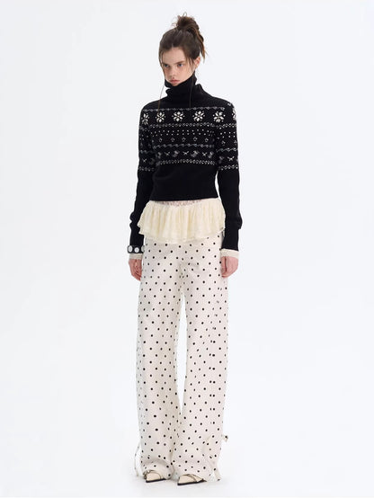 Fair Isle Wool Turtleneck Knit Sweater