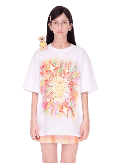Luminous Heart Graphic Oversized T-Shirt