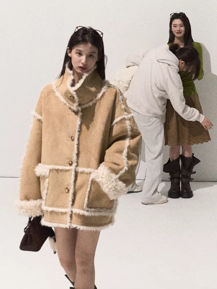 Faux Shearling Suede Jacket &amp; Vest