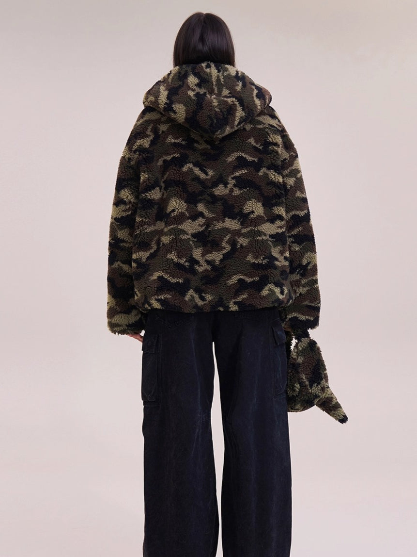 Cross Relic Oversized Faux Fur Hoodie