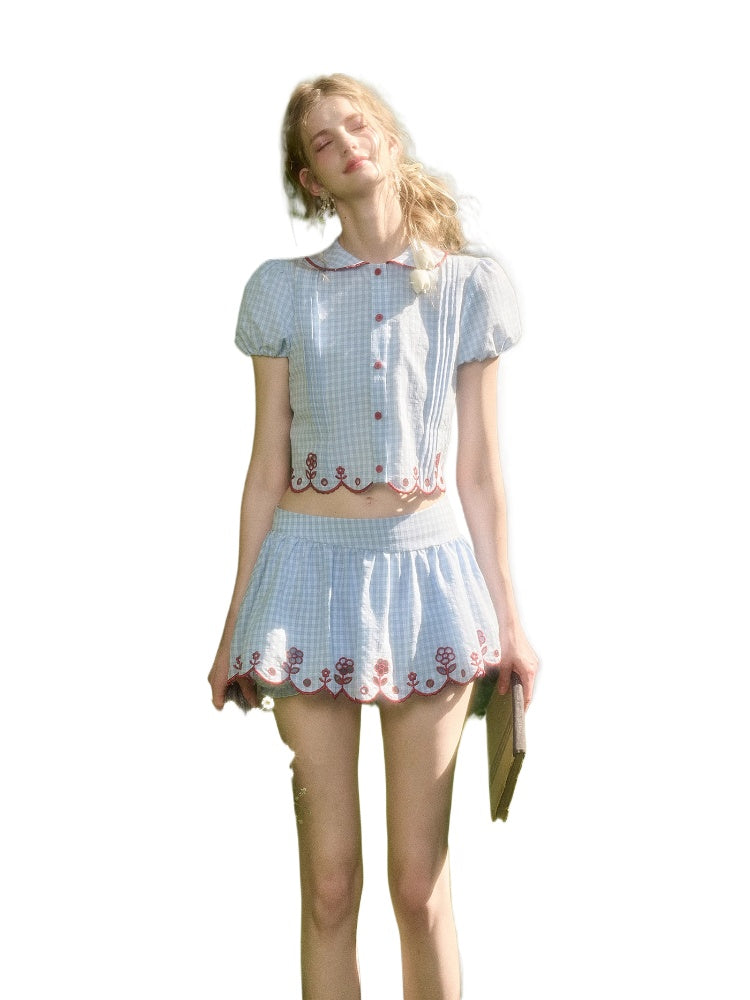 Lace Embroidered Airy Shirt &amp; Skirt Set