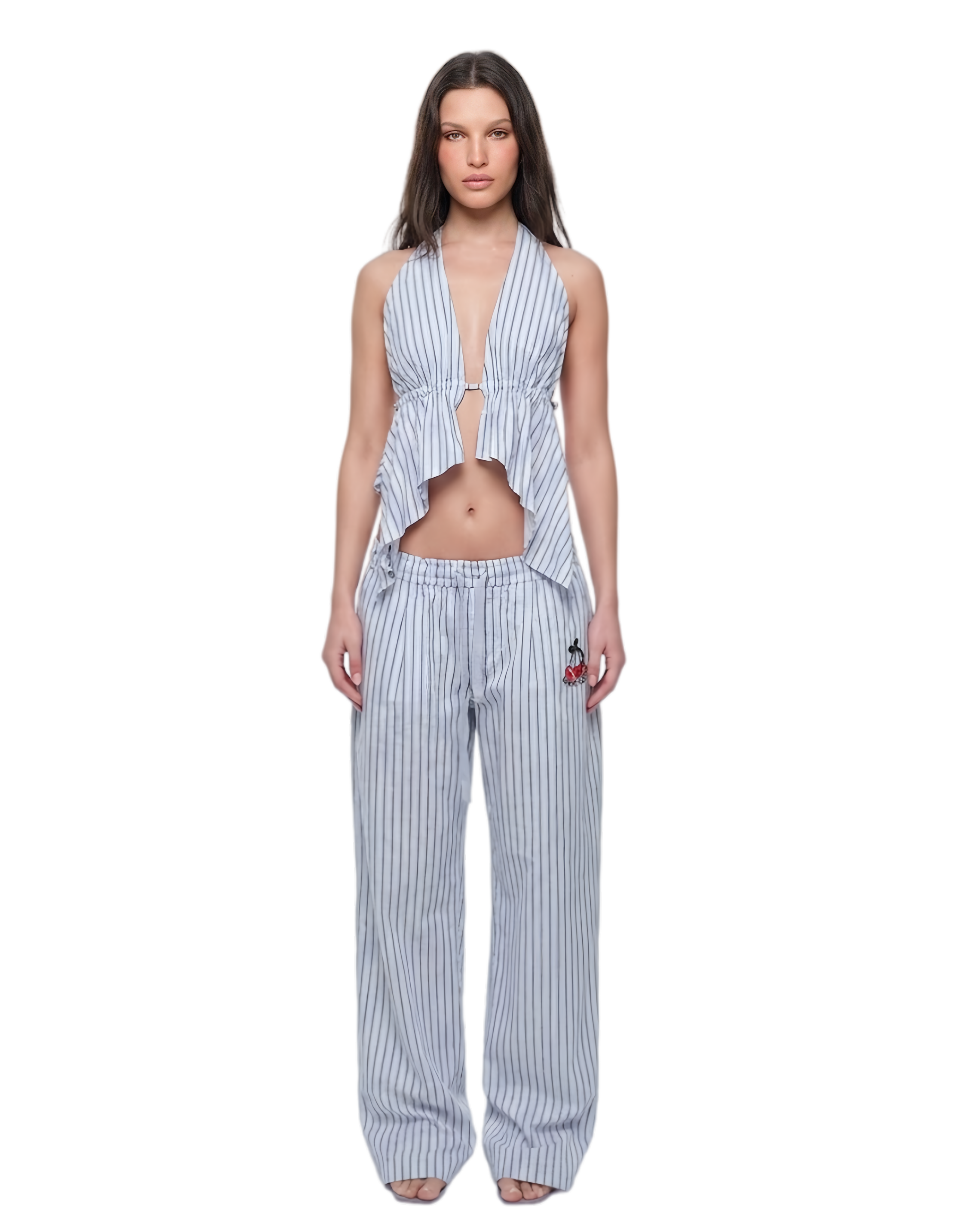 Striped Halter Wide-Leg Set