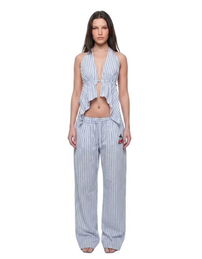 Striped Halter Wide-Leg Set