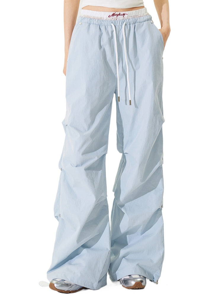 Lace Paneled Pleated Wide-leg Pants